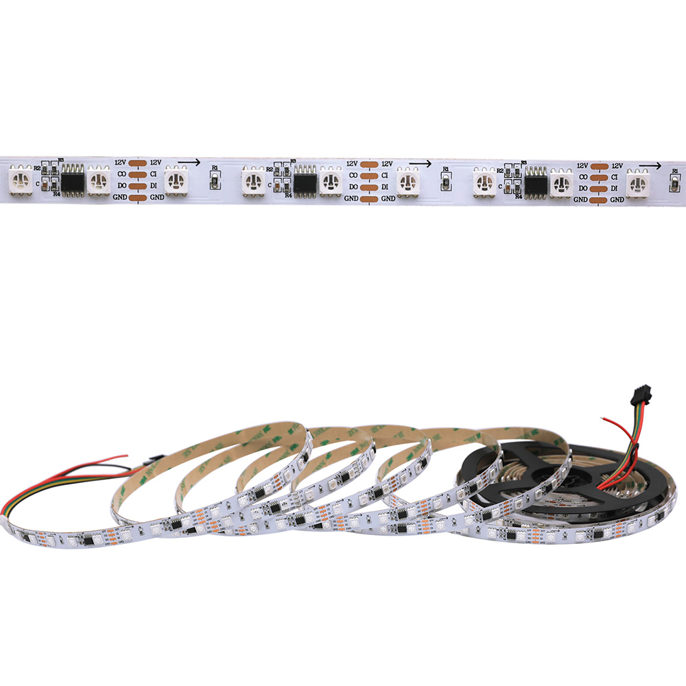 DC12V APA102 Addressable RGB Color Chasing LED Strip Light - Programmable External IC 60LEDs/m Flexible LED Tape Lights